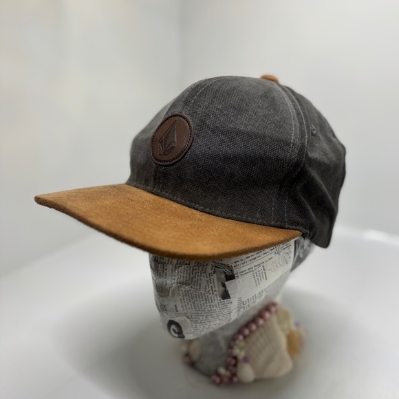 Volcom Stone Snapback Hat Gray Suede Brim O/S Adjustable Two Tone Cap - Picture 5 of 9